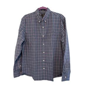 J. Crew Slim Flex Washed Plaid Button Down Shirt Blue Green White Long Sleeve L